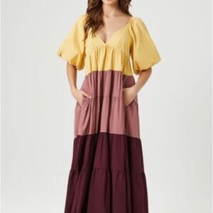 Forever 21 Colorblock Tiered Maxi Dress size XS